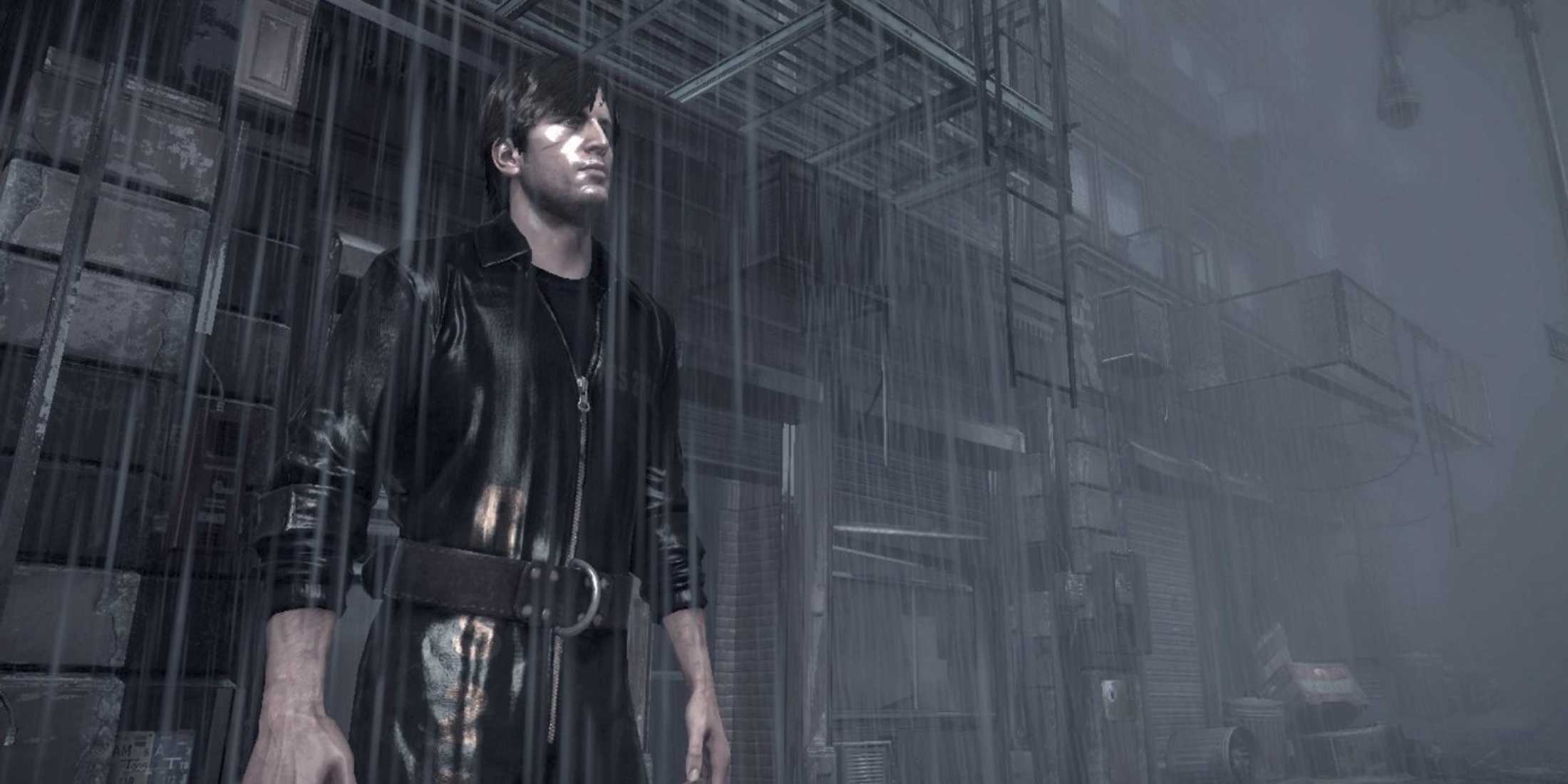 Murphy Pendleton standing in the middle of a street in a downpour