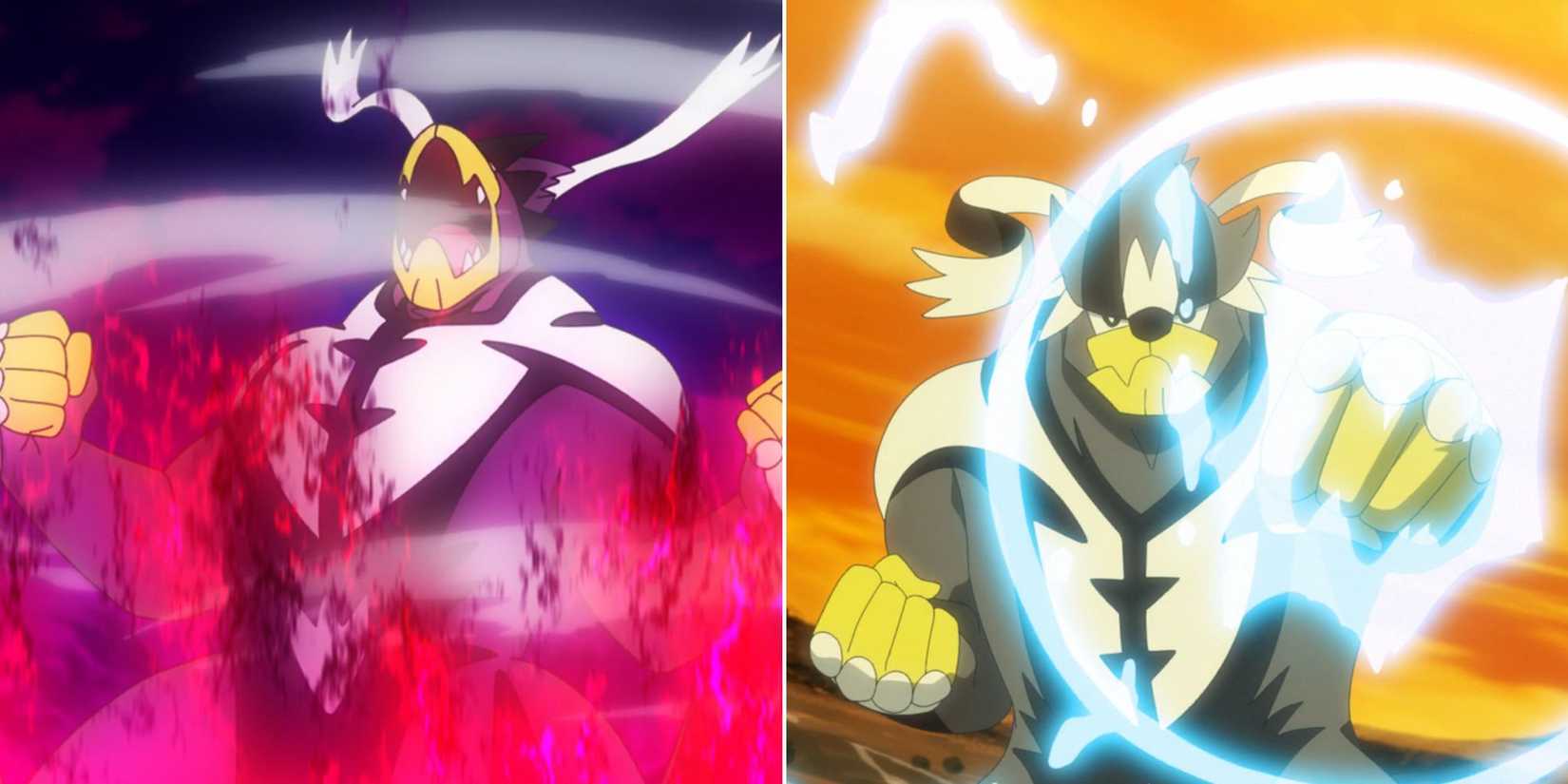 Single Strike Style Urshifu using Wicked Blow and Rapid Strike Style Urshifu using Surging Strikes in the Pokemon anime.