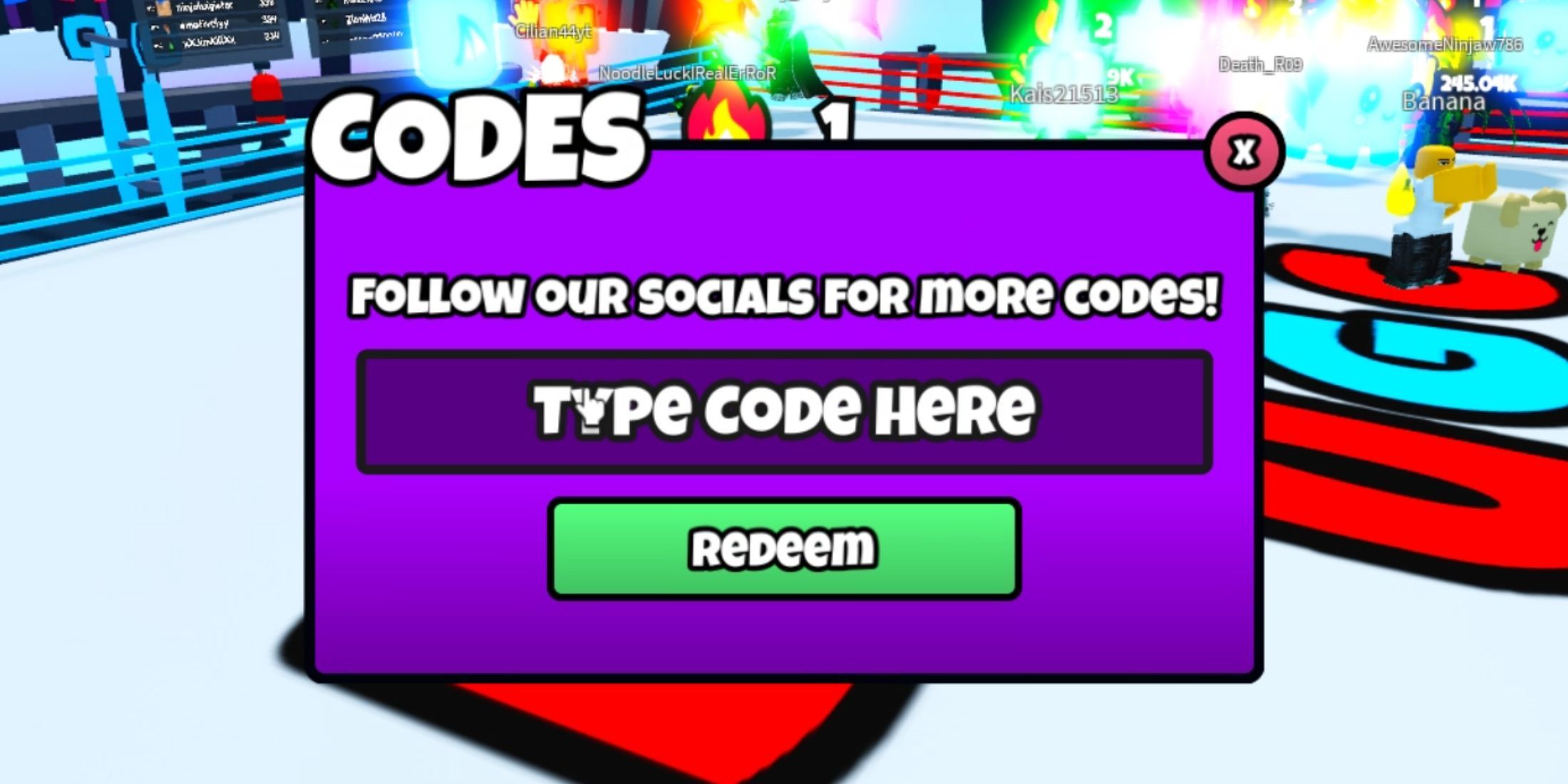 Slap for UGC the codes tab