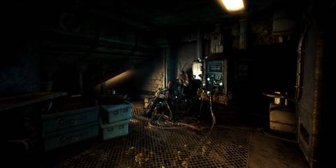 An underground control station illuminated by a submarine light in Soma