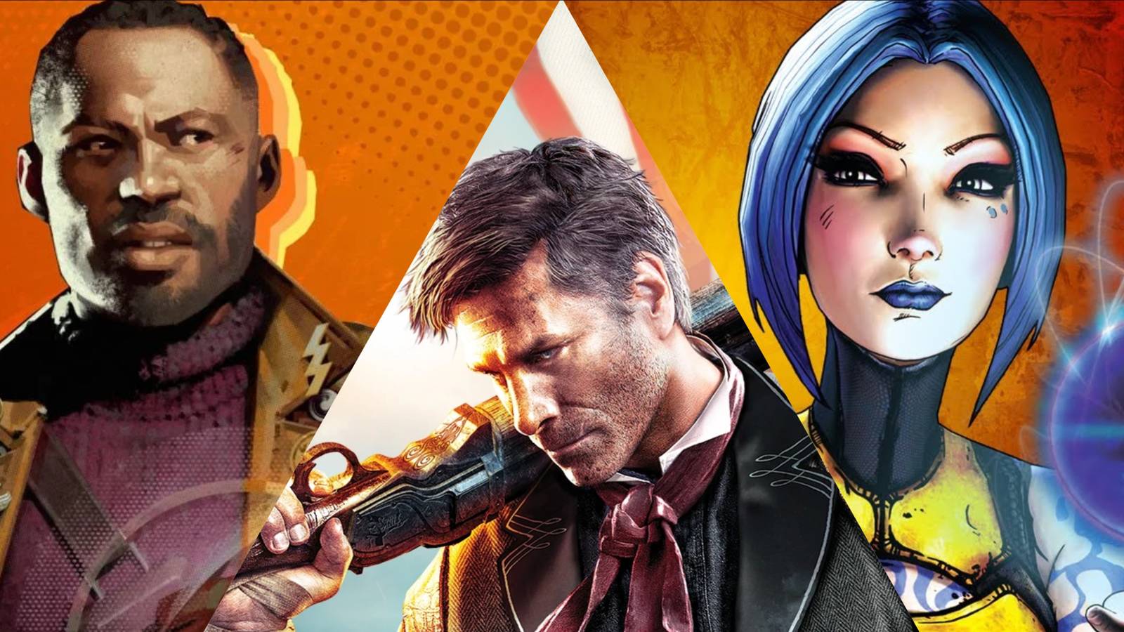 Split image of Deathloop, BioShock Infinite, and Borderlands 2