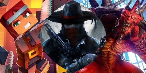 Split image of Minecraft Dungeons, The Incredible Adventures Of Van Helsing, and Diablo 2 Resurrected