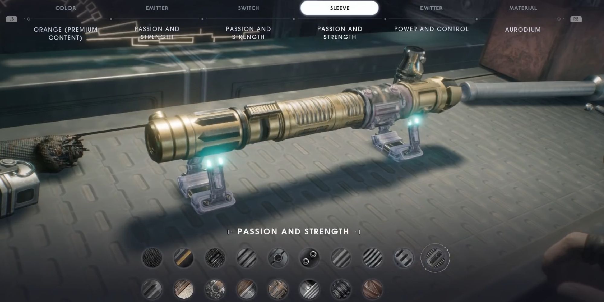 Lightsaber customization in Star Wars Jedi: Fallen Order