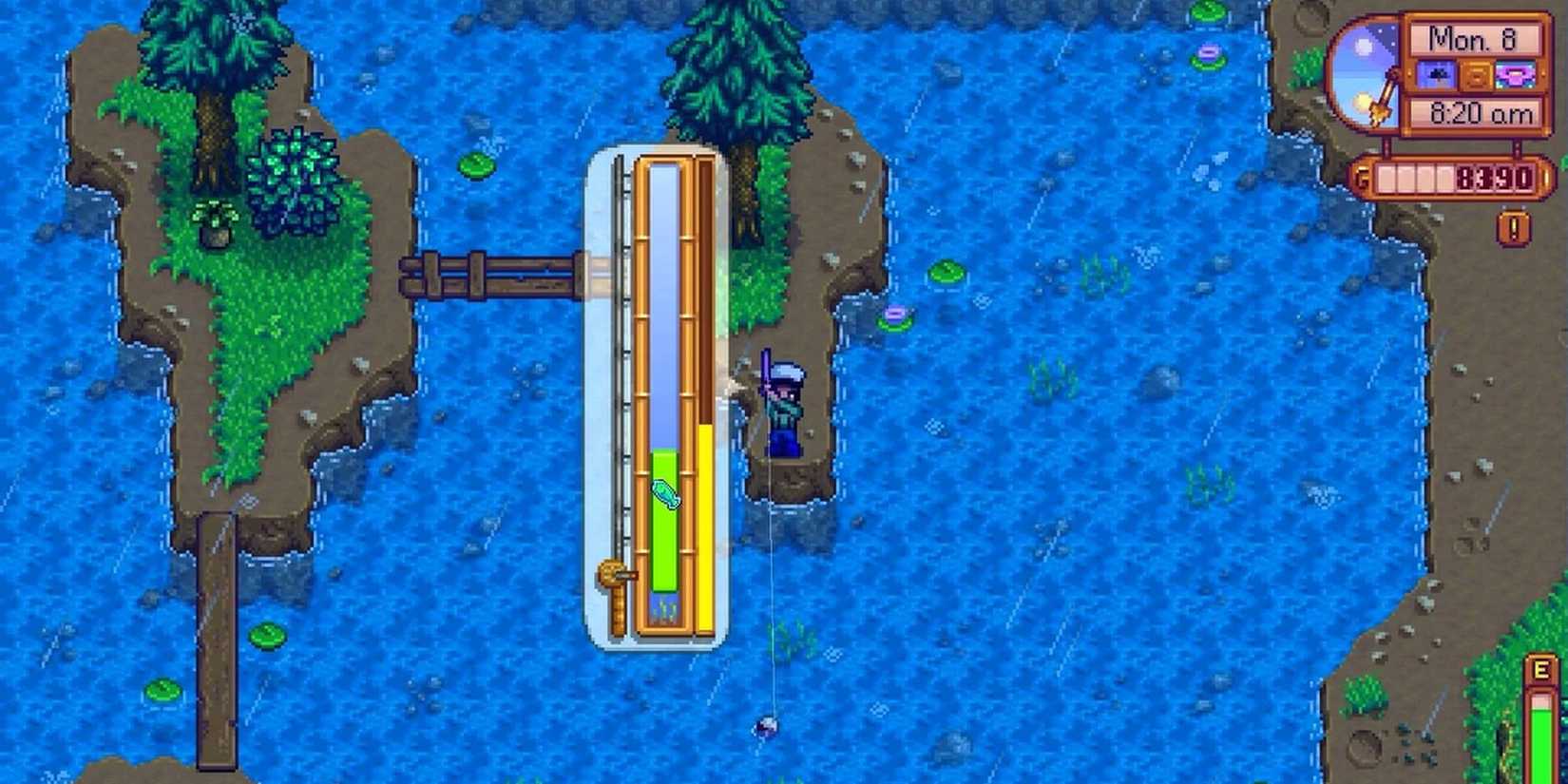 Stardew Valley making fishing more fun by carrying recycling machine