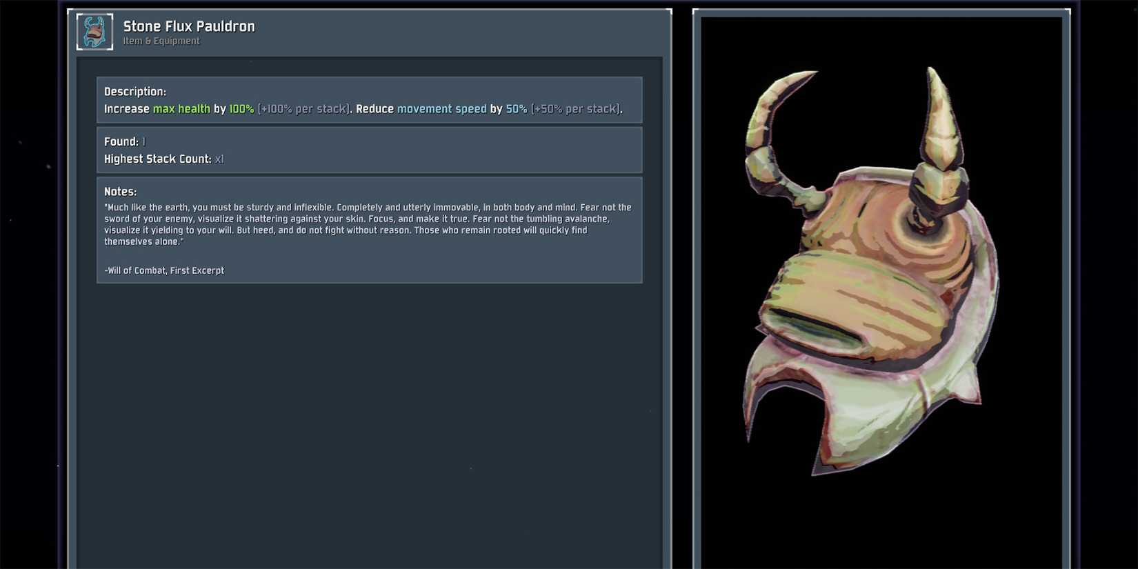 Stone Flux Pauldron, logbook entries for blue lunar items in risk of rain 2