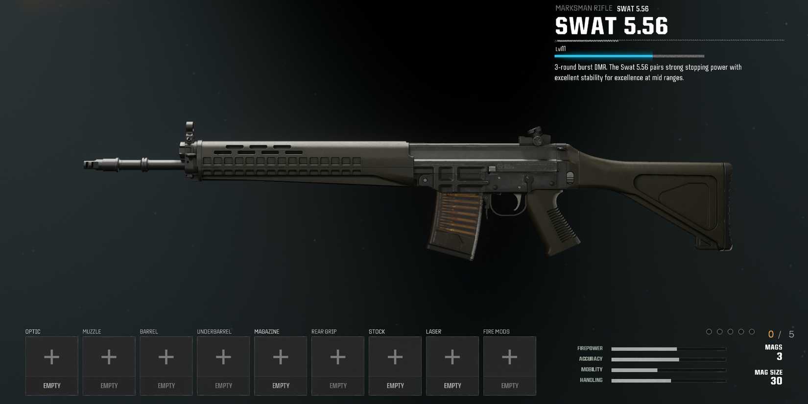 Screenshot showcasing the SWAT 5.56 in Black Ops 6