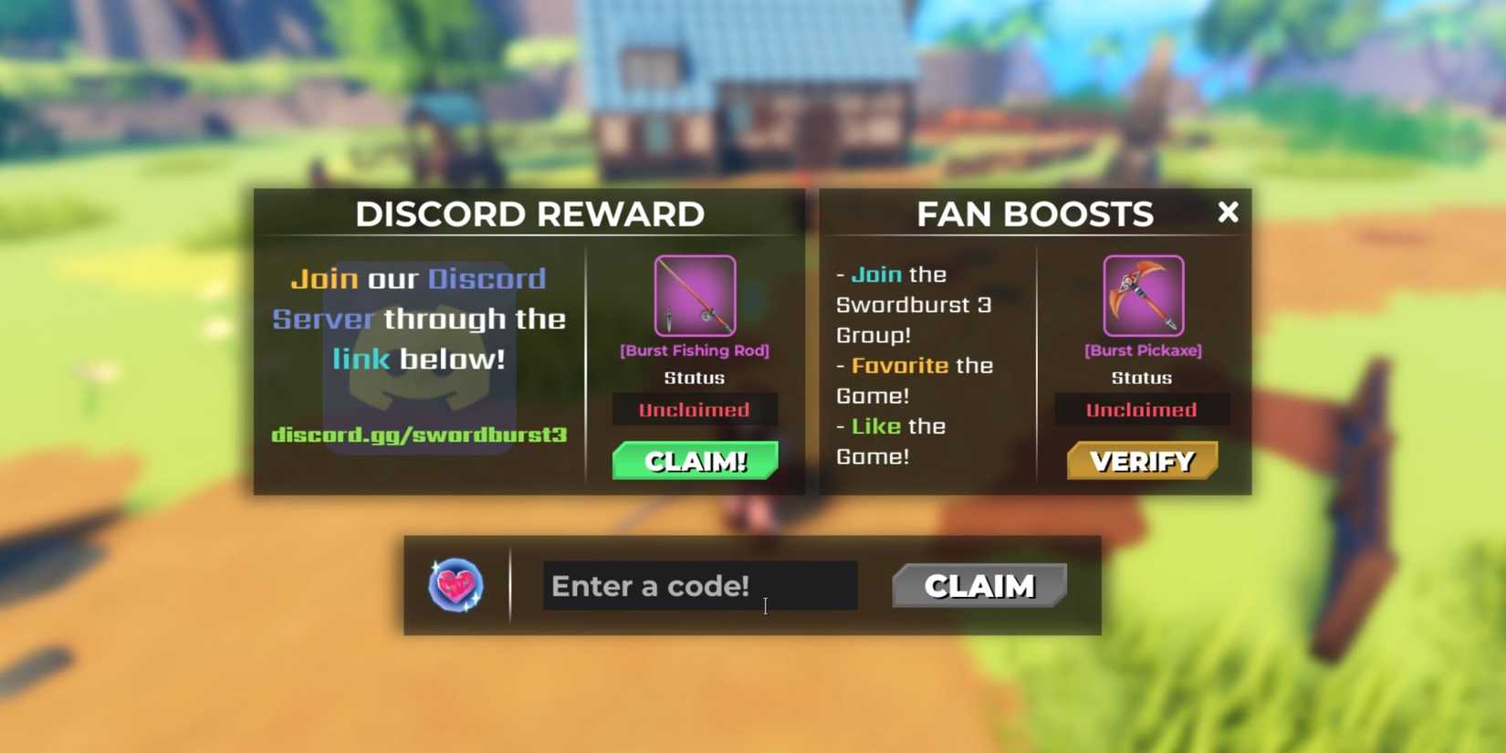 Swordburst 3 the codes tab