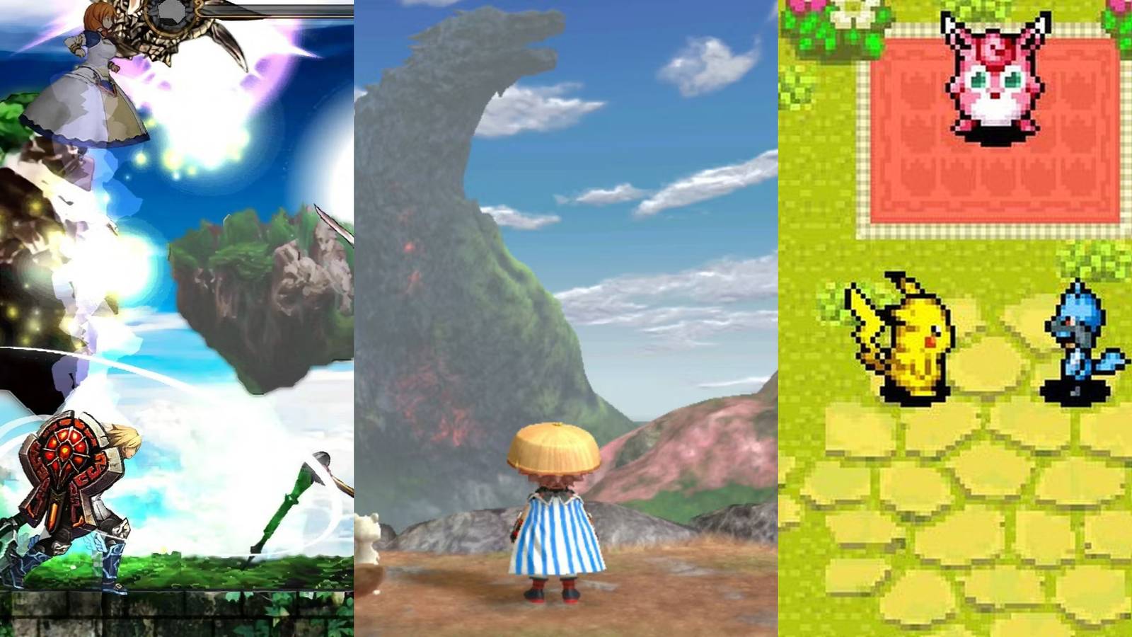 Astlibra Revision - left, Shiren the Wanderer - middle, Pokemon mystery dungeon - right