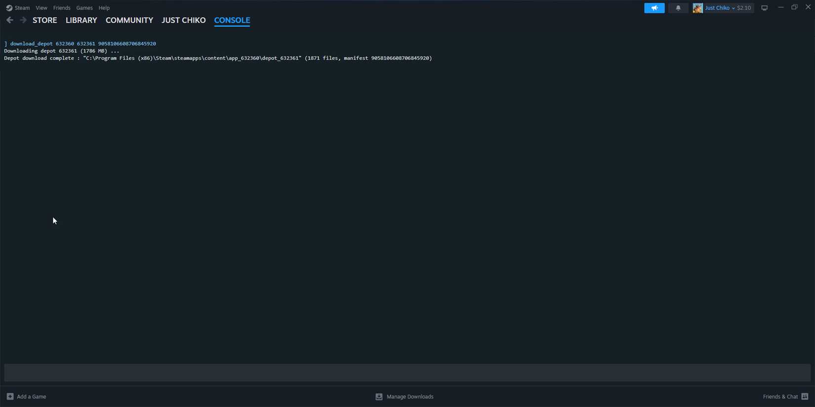 The console will tell you when the download is over