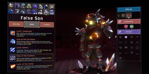 The False Son on the select screen, best characters in risk of rain 2