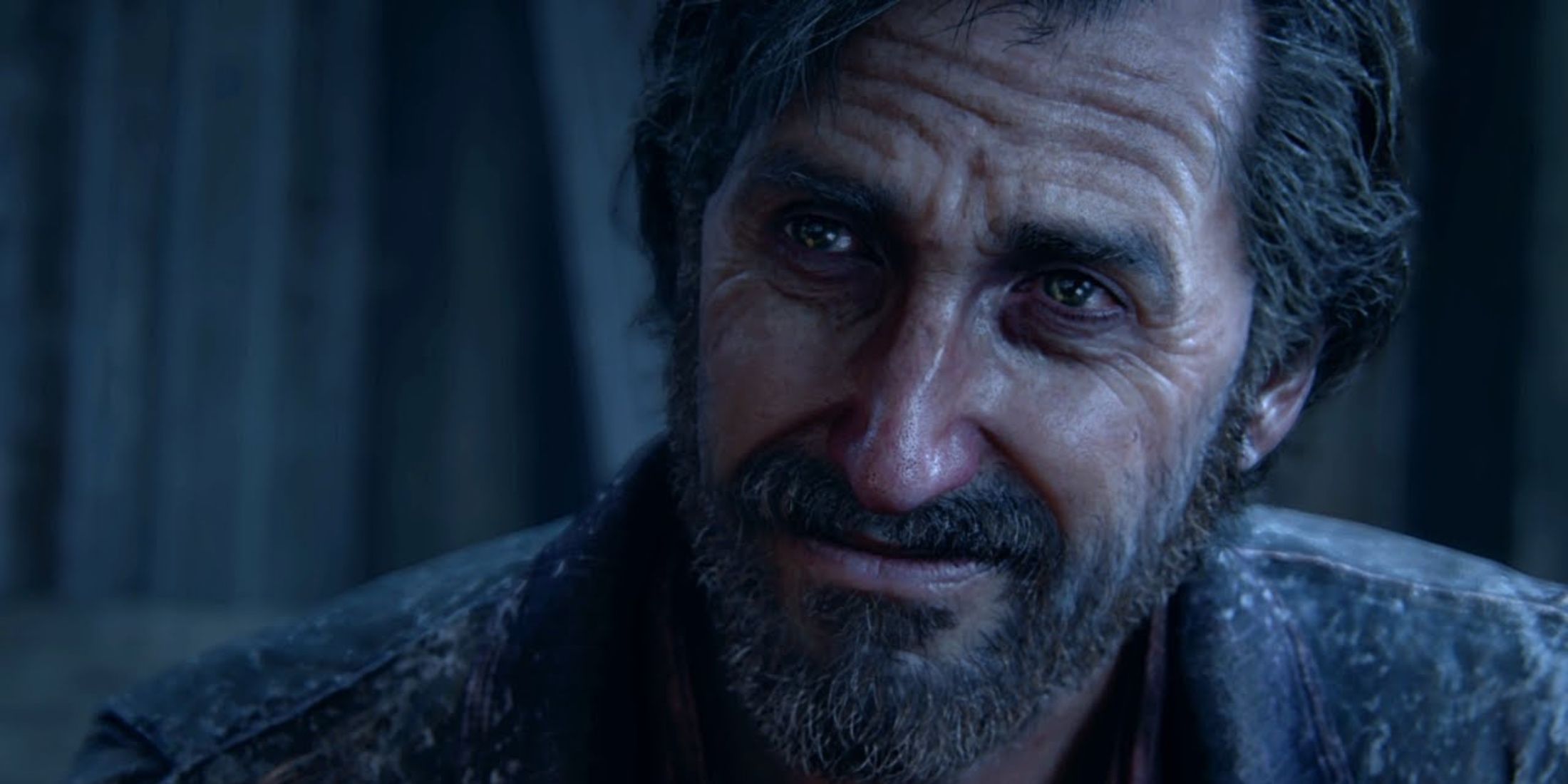 A close-up of David smiling in the Last of Us