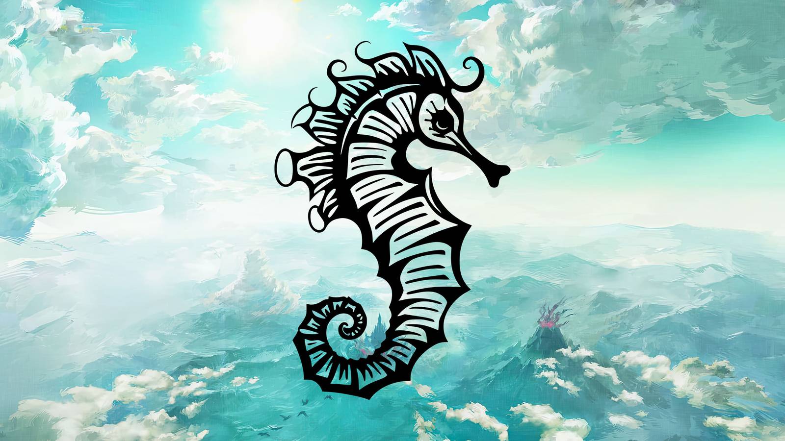 The Legend of Zelda Tears of the Kingdom TOTK artwork with black sea horse icon 2x1 composite