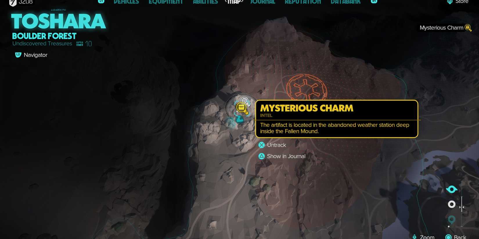 The Mysterious Charm quest on the map in Star Wars Outlaws
