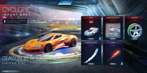 Screenshot showcasing the Season 16 Rookie Pack for Rocket League 