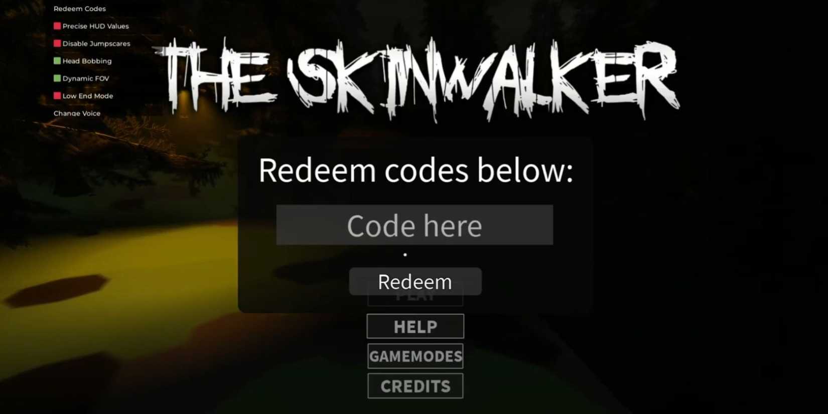 The Skinwalker the codes tab