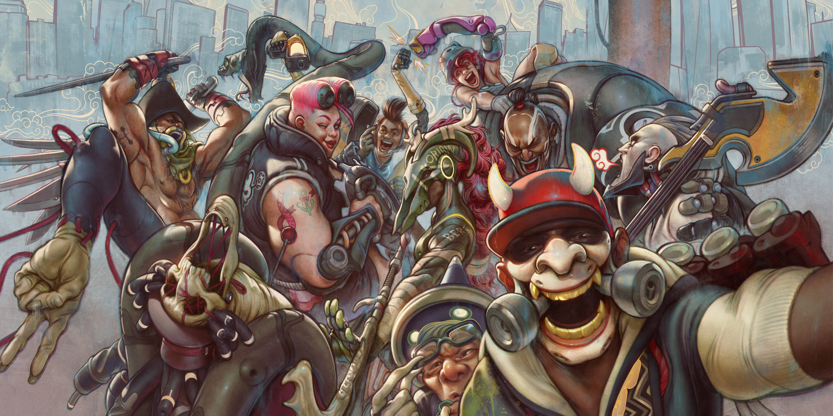 The Varied Cast Of Bleeding Edge Pose For A Snapshot