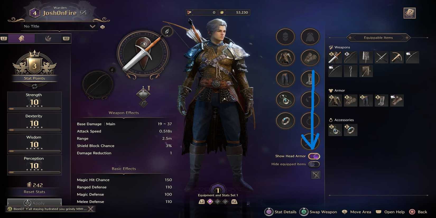 The Show Head Armor Slider In The Menu 