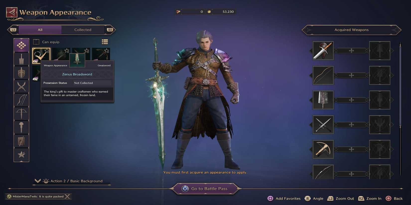 The Player Holding A Sword With A Weapon Appearance On It
