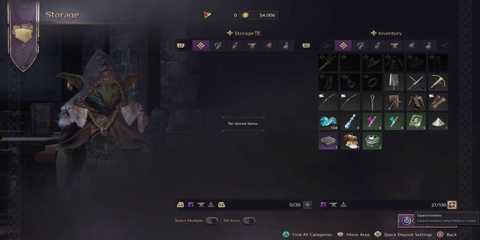 The Player In The Storage Menu 