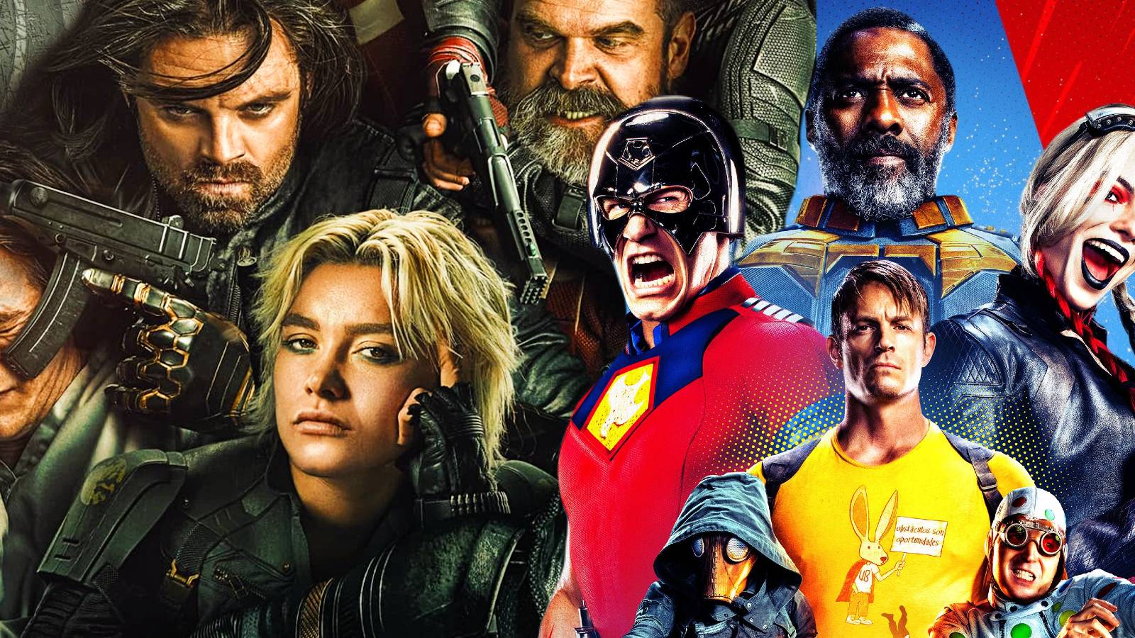 mcu thunderbolts poster, dc's the suicide squad poster