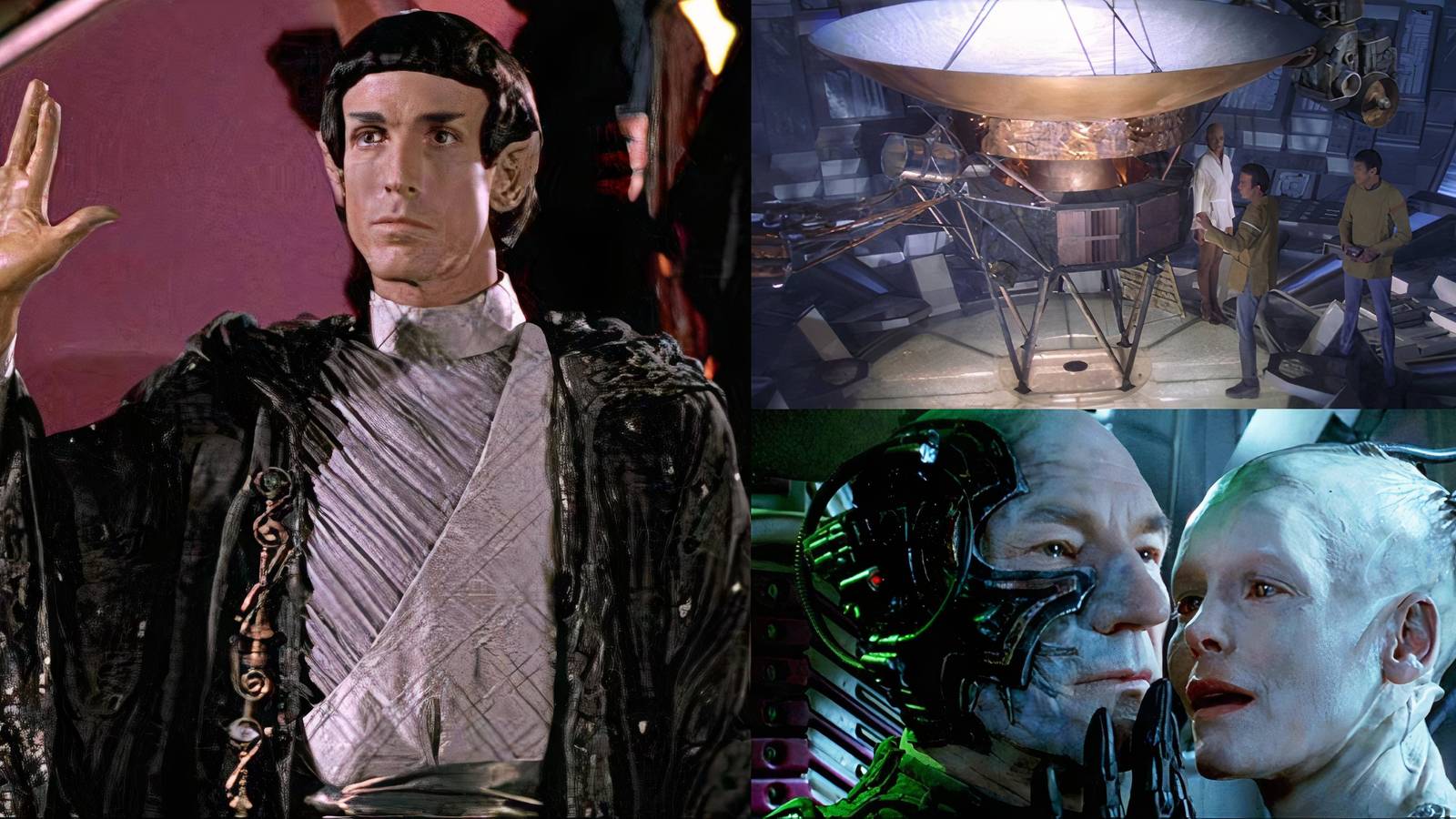 A split image of different star trek scenes