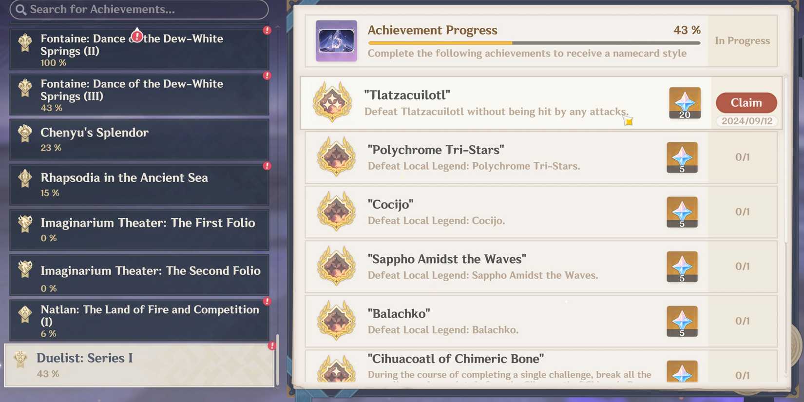 tlatzacuilotl achievements in genshin impact