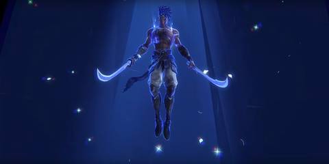 sargon holding two swords floating