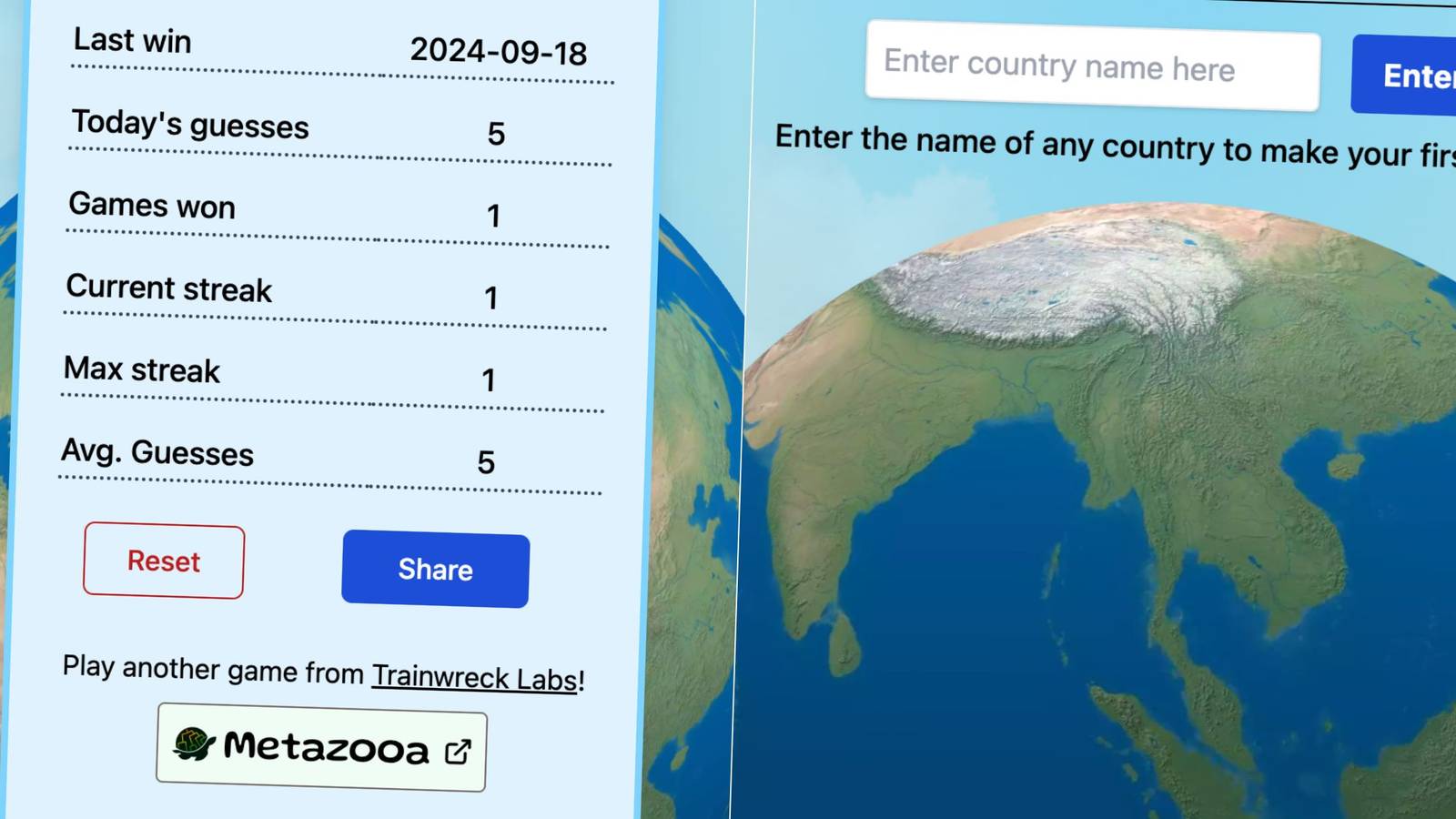 Today's Globle Answers & Hints