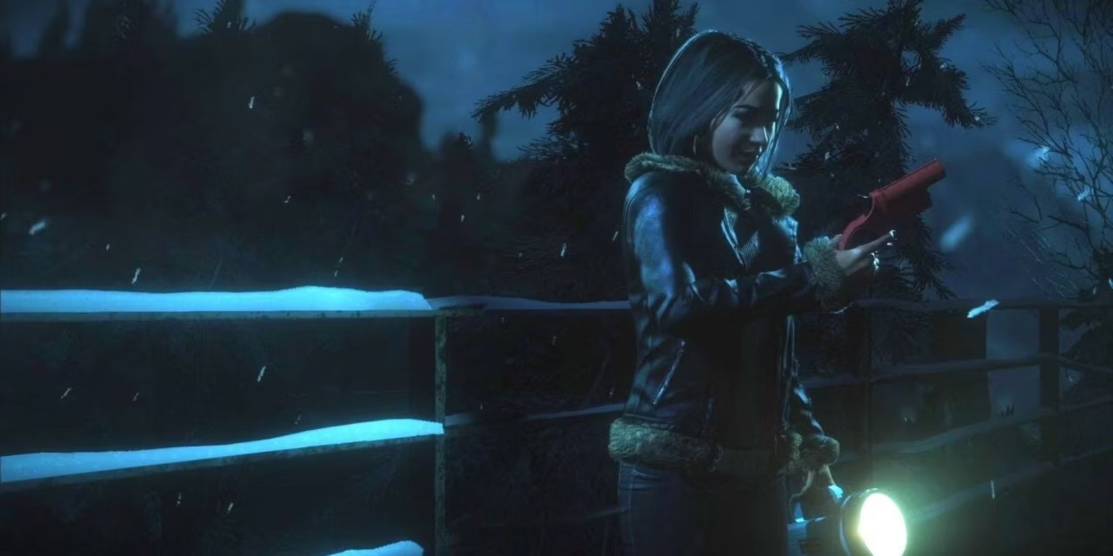 Emily holding the flare gun in Until Dawn