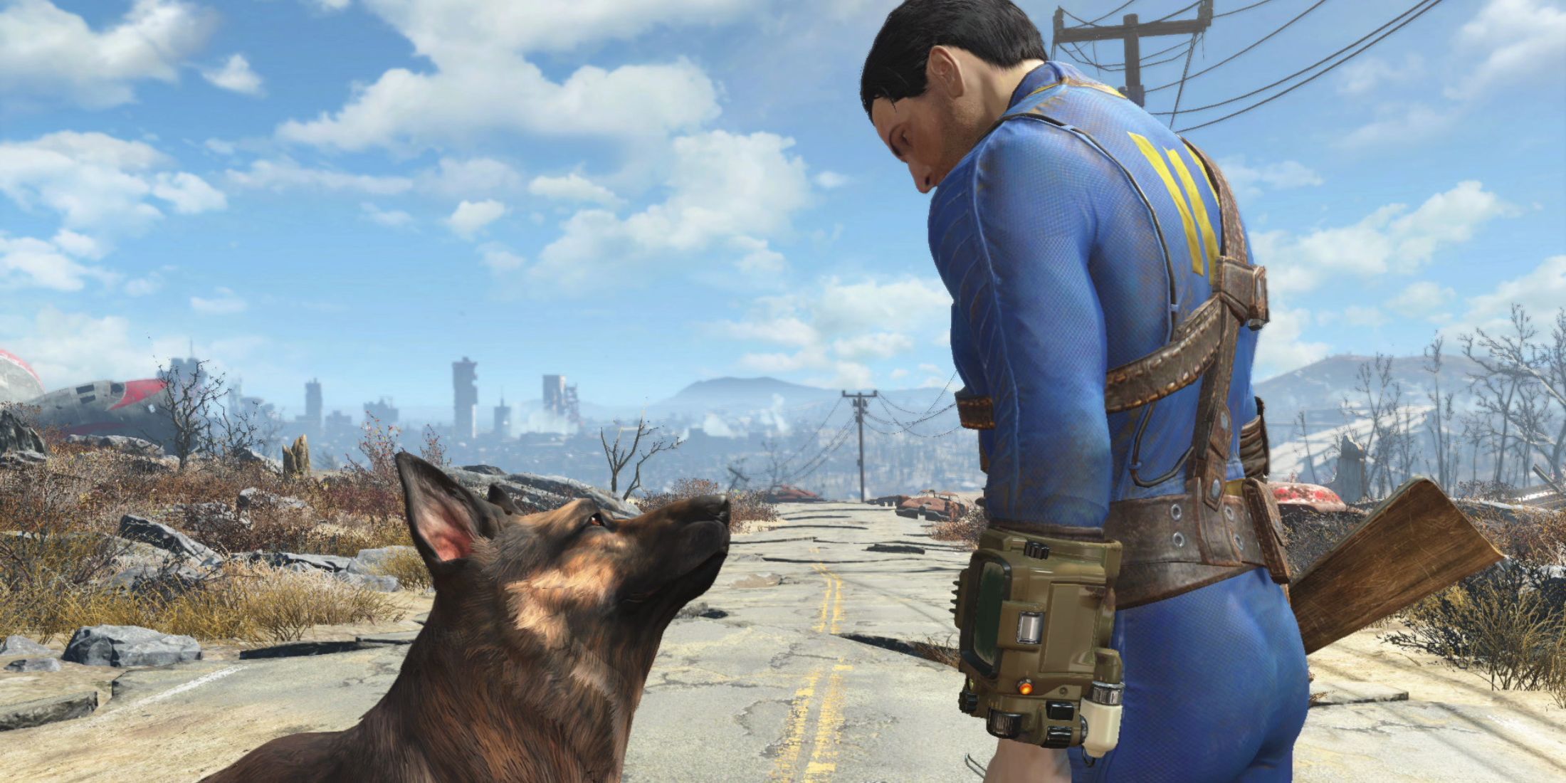 Sole Survivor and Dogmeat in Fallout 4