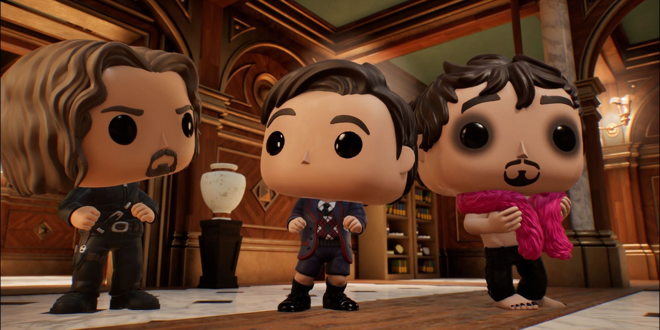 Umbrella Academy's Diego, Number FIve, and Klaus in Funko Fusion