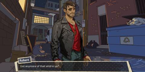 Robert talking to the player in Dream Daddy