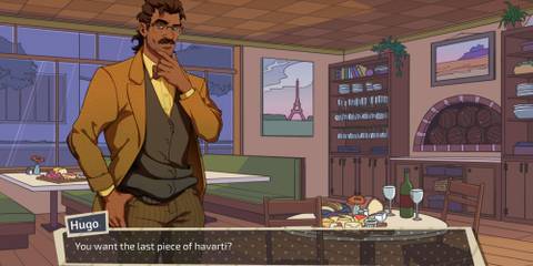 Hugo asking the player if he wants his Havarti in Dream Daddy