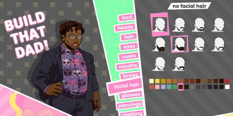 A player making their dad character in Dream Daddy