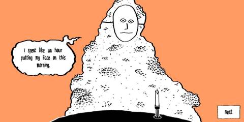 A ghost saying they spent an hour putting their face on this morning in Speed Dating for Ghosts