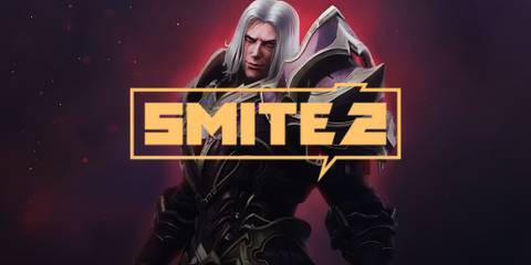 Smite 2 god Mordred behind the game's logo