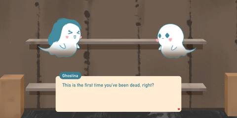 Ghostina talking to the player in Love, Ghostie