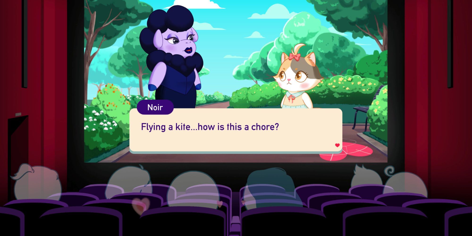 Noir the sheep talking to a cat in Love, Ghostie