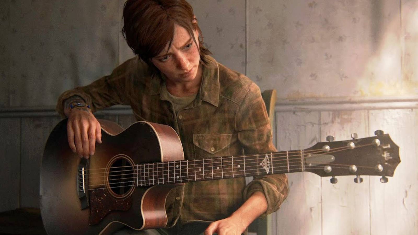 Ellie playing the guitar in end of The Last of Us Part 2