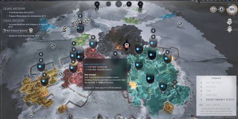 a screenshot of New London with the district effects tab highlighted.