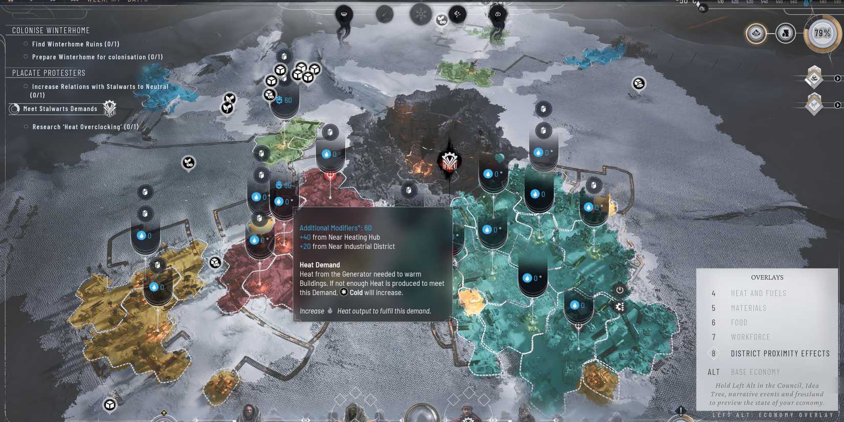a screenshot of New London with the district effects tab highlighted.