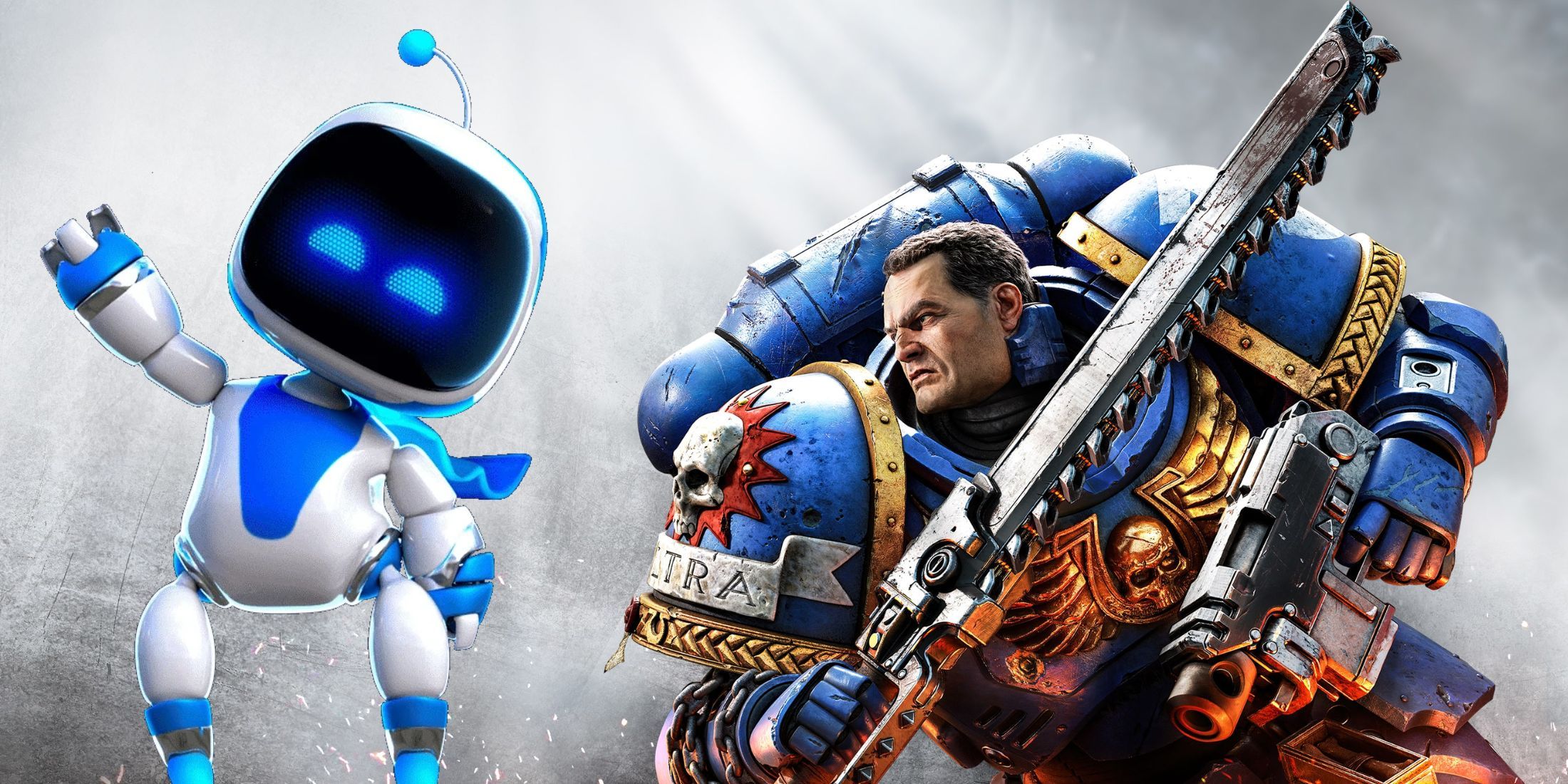 Astro Bot next to Titus from Space Marine 2