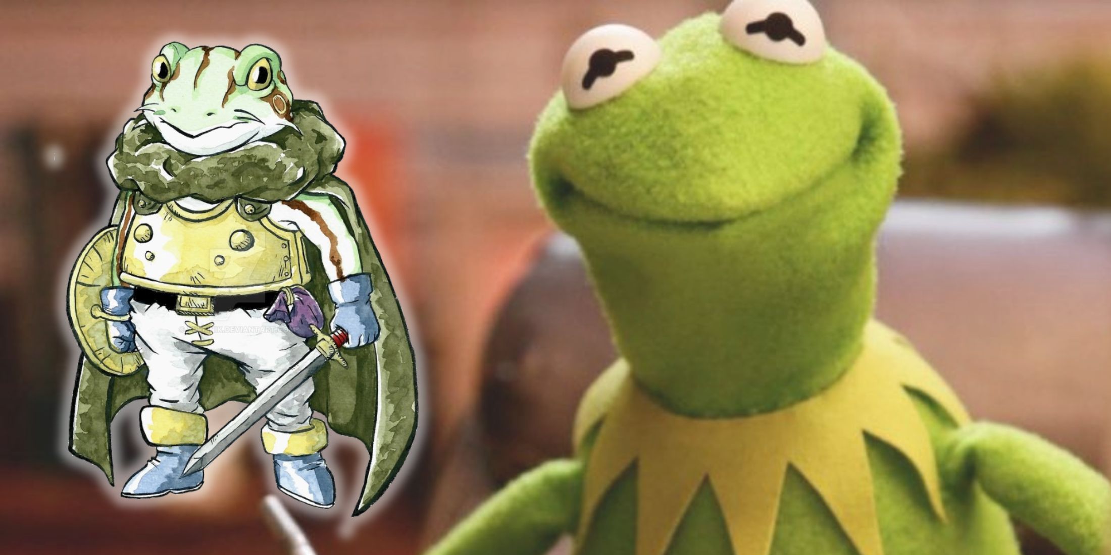 A fan created pixel art depicting Frog from Chrono Trigger as Kermit.