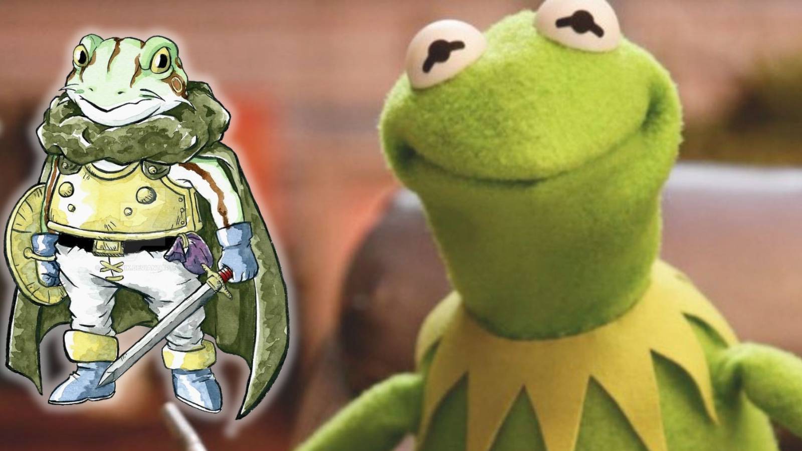 A fan created pixel art depicting Frog from Chrono Trigger as Kermit.