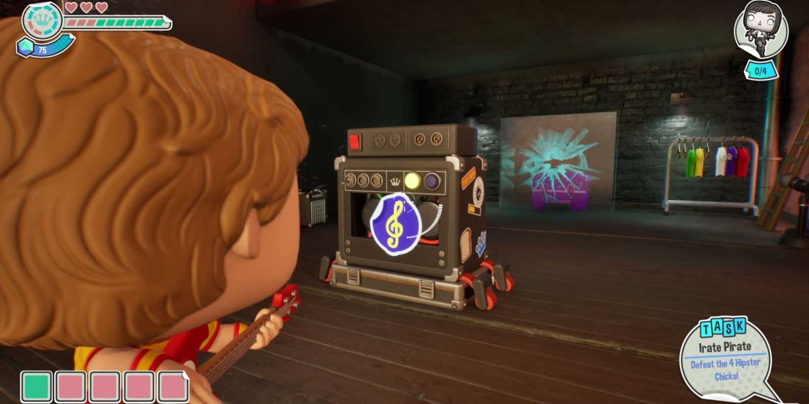 Scott Pilgrim using an Amp in Funko Fusion