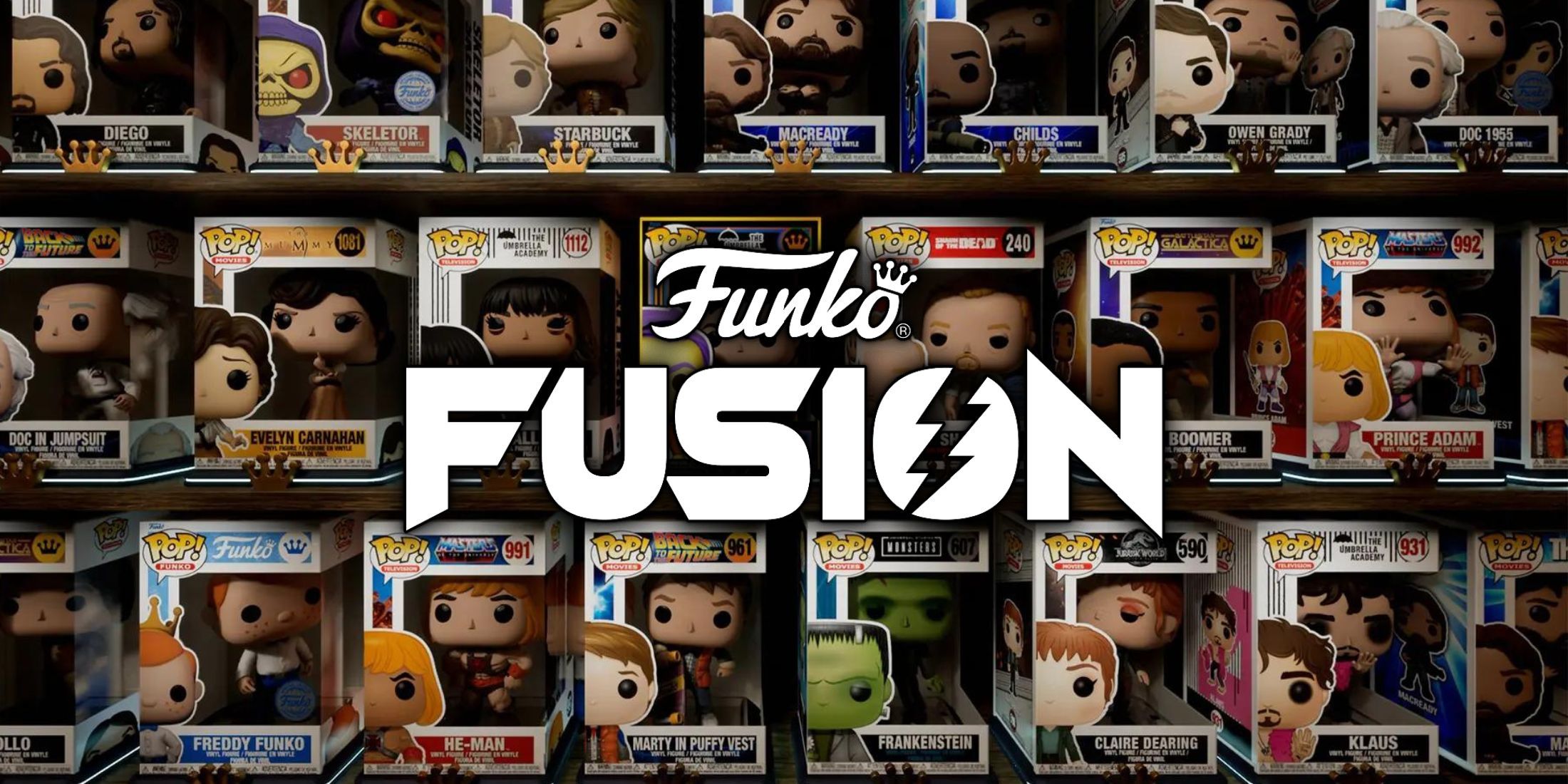 The Funko Fusion roster behind the game logo