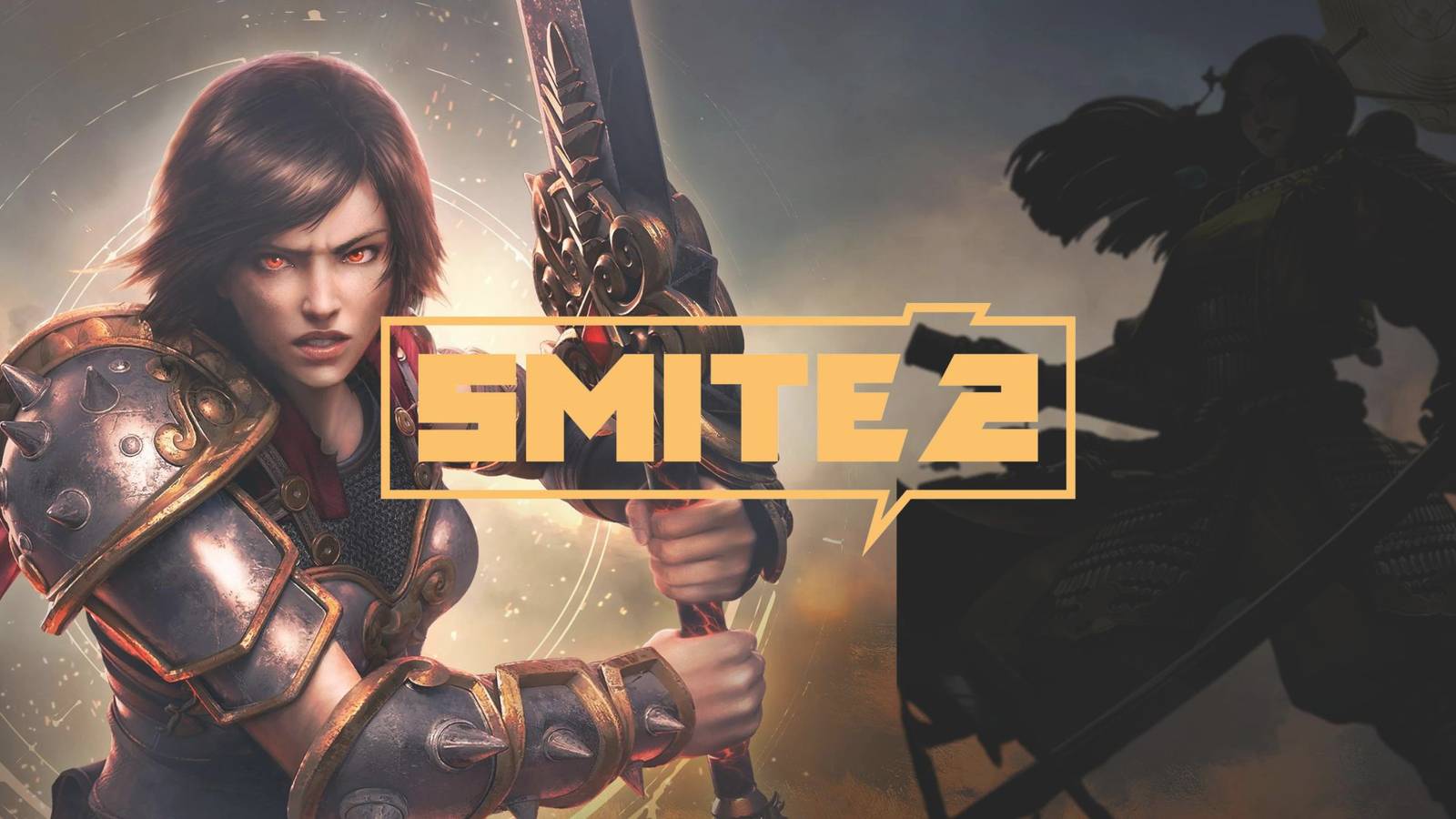 Smite 2's Bellona next to a silhouette of a mystery character