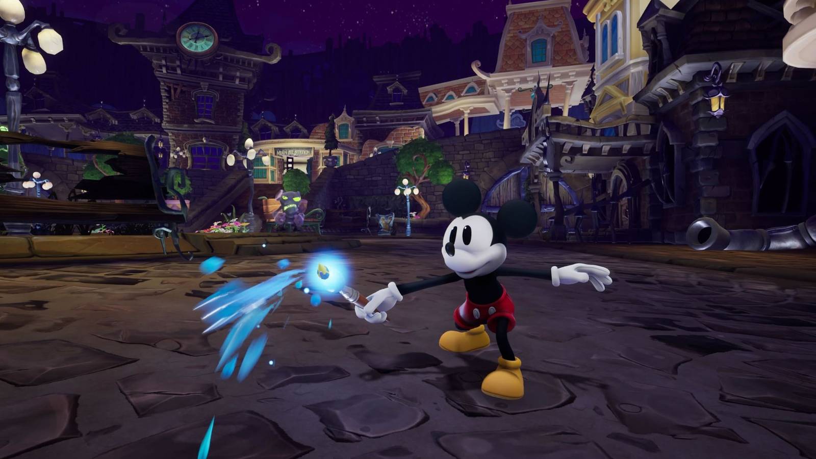 Mickey using paint in Epic Mickey: Rebrushed