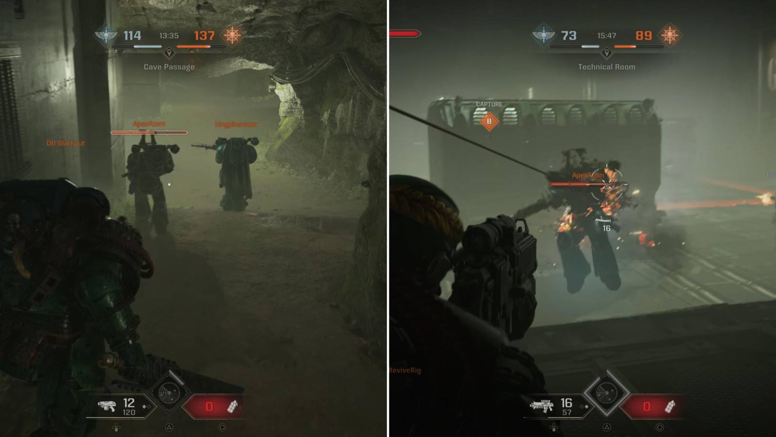 A Player Killing Enemies In Melee & With A Bolter 