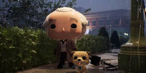 Doc from Back To The Future with a dog in Funko Fusion
